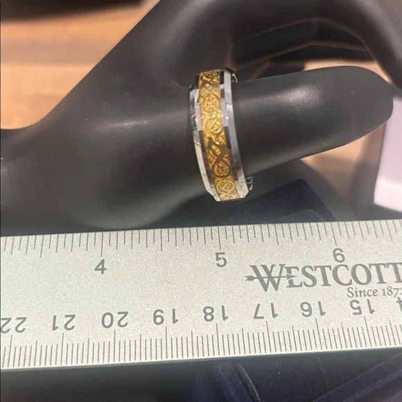 Vintage Stauer ~ Men’s Ring ~ Tungsten with Gold Tone ~ Size 13